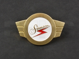 Warenzeichenplakette SIMSON (Goldfarben) f. Lenkerschale KR SR4