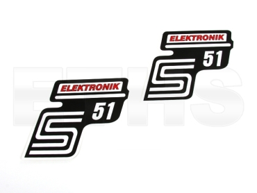 2x S51 Elektronik Aufkleber (Rot) Seitendeckel 2x S51 Elektronik Aufkleber (Rot) Seitendeckel