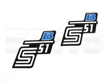 2x S51 B Aufkleber (Blau) Seitendeckel 2x S51 B Aufkleber (Blau) Seitendeckel