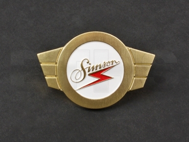 Warenzeichenplakette SIMSON (Gold) f. Lenkerschale KR51 SR4- Warenzeichenplakette SIMSON (Gold) f. Lenkerschale KR51 SR4-