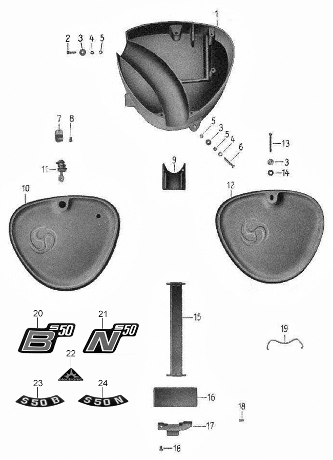 Gehäusemittelteil Seitendeckel