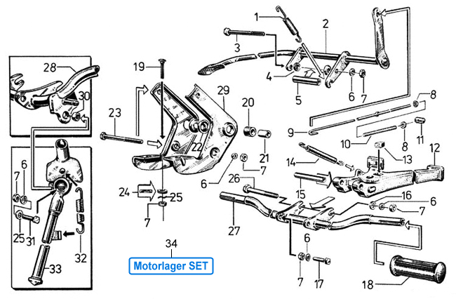 Fußrastenträger Motorlager