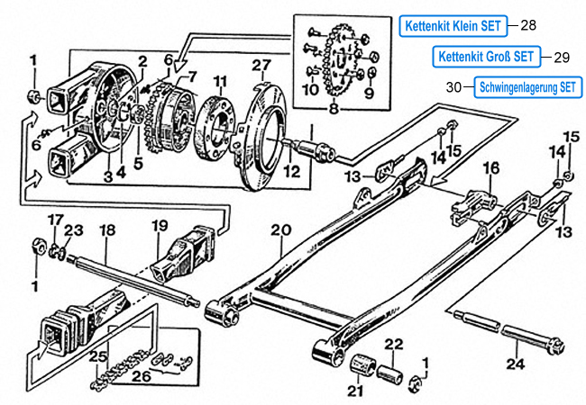 Hinterradantrieb Schwinge