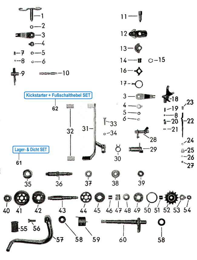 Explosionsdarstellung f. Motor Simson KR51-2, S51, S70, SR50, SR80