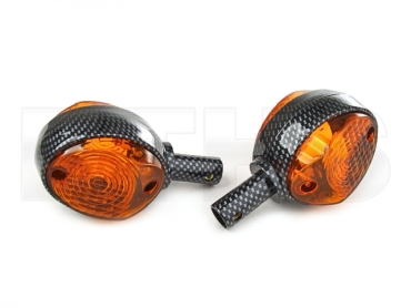 2 Lenkerblinkleuchte (Blinker) Orange - Carbon Look KR51