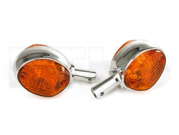 2 Lenkerblinkleuchte (Blinker) Orange - Chrom Look KR51