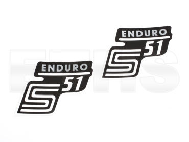 2x S51 Enduro Aufkleber (Silber) Seitendeckel