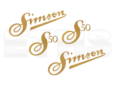 Aufkleber Set Schriftzug Simson + S50 (Gold) Aufkleber Set Schriftzug Simson + S50 (Gold)