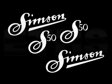 Aufkleber Set Schriftzug Simson + S50 (Weiß) Aufkleber Set Schriftzug Simson + S50 (Weiß)