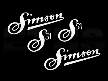 Aufkleber Set Schriftzug Simson + S51 (Weiß) Aufkleber Set Schriftzug Simson + S51 (Weiß)