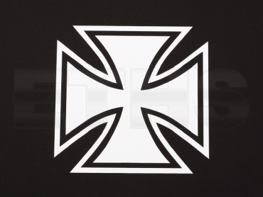 Aufkleber - Eisernes Kreuz - breit (Weiß) 10cm x 10cm