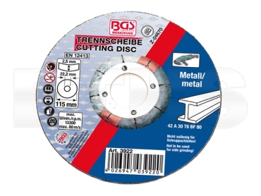 BGS - 3922 Metalltrennscheibe (gekröpfte) 115x2,5x22,2mm Type 42 BGS - 3922 Metalltrennscheibe (gekröpfte) 115x2,5x22,2mm Type 42