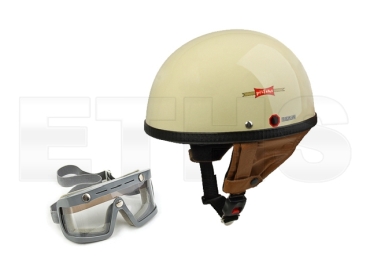 Helm PERFEKT (Elfenbein) Modell P-500 + Schutzbrille SPORTURA
