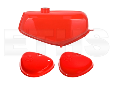 Tank + Seitendeckel (Flammenrot) Simson S50 S51 S70