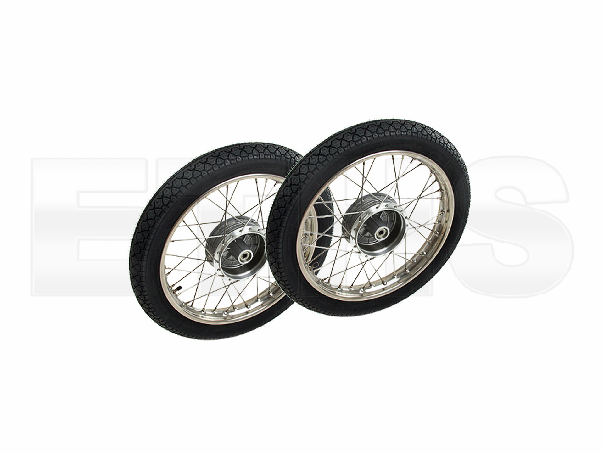 Set Di 2 Ruote Complete 1,5x16" Per Simson: Cerchi In Lega Lucida, Raggi Inox E Pneumatici Heidenau K36/1 - Già Montate E Centrate