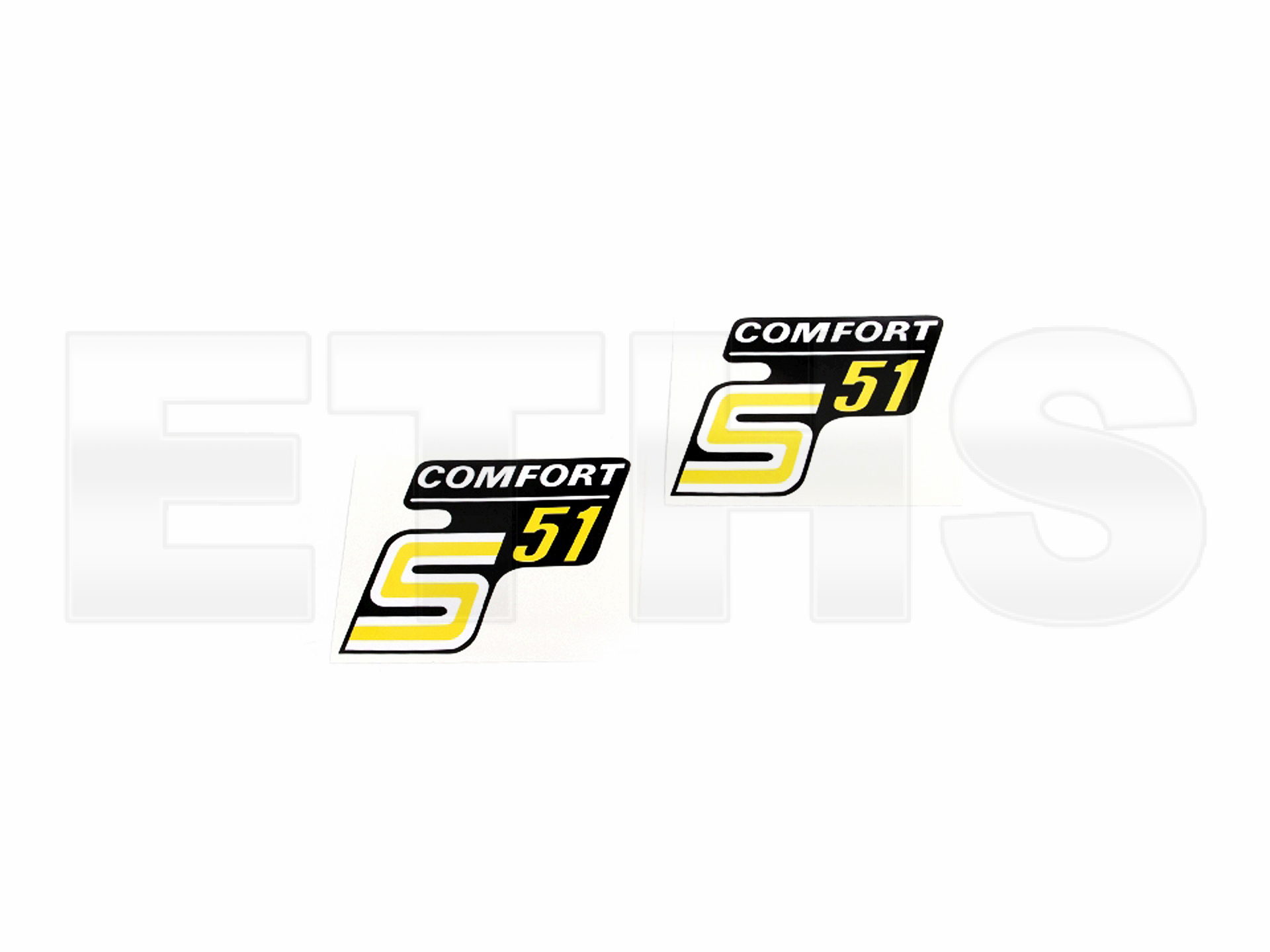 2x S51 Comfort Aufkleber (Gelb/Weiß) Seitendeckel