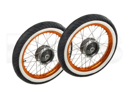 2x Komplettrad 16-Zoll V+H (Alu Orange) MITAS Weißwand MC2
