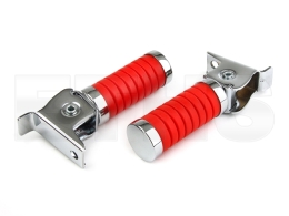 2x Soziusfußrasten (Rot) Chrom Endkappe S50 S51 S70 KR51