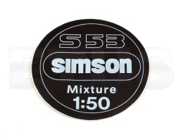 Aufkleber 1:50 Mixture für Armaturenträger Simson S53