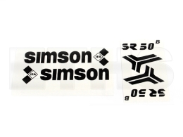 SR50 B (Schwarz) Aufkleber Set Rahmen + Knieblech o. Tank