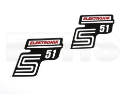 2x S51 Elektronik Aufkleber (Rot) Seitendeckel