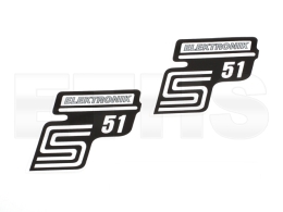 2x S51 Elektronik Aufkleber (Silber) Seitendeckel