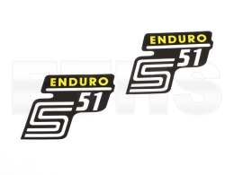 2x S51 Enduro Aufkleber (Gelb) Seitendeckel