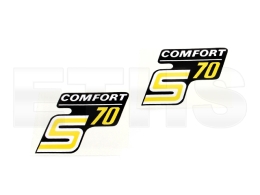 2x S70 Comfort Aufkleber (Gelb/Weiß) Seitendeckel