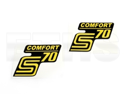 2x S70 Comfort Aufkleber (Gelb) Seitendeckel