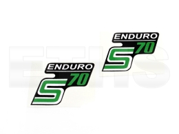 2x S70 Enduro Aufkleber (Grün/Weiß) Seitendeckel