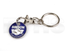 Schlüsselanhänger + Einkaufwagenchip (Metall) SIMSON-Logo