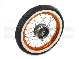 Komplettrad 16-Zoll VORNE (Alu Orange) MITAS Weißwand MC2