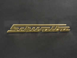 Schriftzug Schwalbe (Aluminium Gold) f. Knieblech Simson