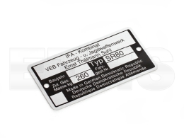 Typenschild (Aluminium) SR80