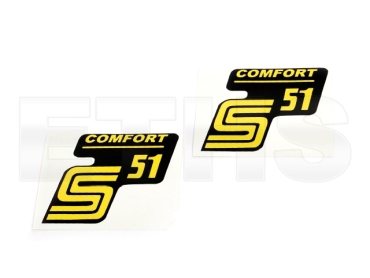 2x S51 Comfort Aufkleber (Gelb) Seitendeckel